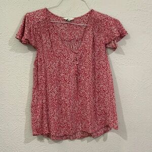 Lucky Brand Red Floral Blouse